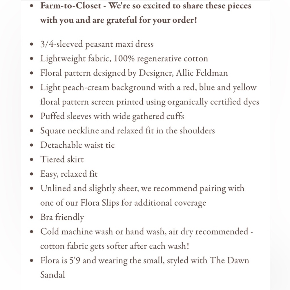 🚨 S O L D 🚨 NWT Christy Dawn Bianca Carnelian Aster Garden S - Picture 11 of 11